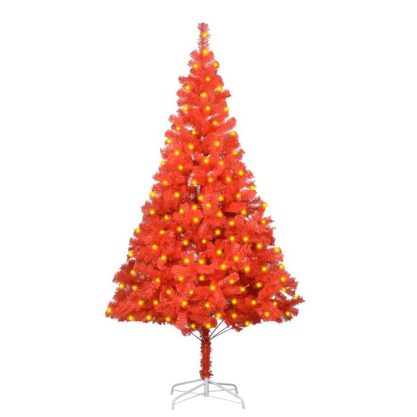 vidaXL Sapin de Noël artificiel pré-éclairé et support rouge 180cm PVC