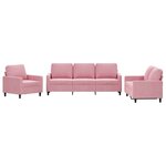 vidaXL Ensemble de canapés 3 Pièces avec coussins Rose Velours