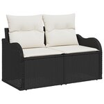 Ensemble de Canapé de Jardin vidaXL 7 Pièces avec Coussins Rattan Noir Poly