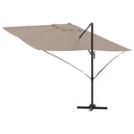 vidaXL Grand Parasol Déporté Taupe Polyester Grand Pliable Moderne