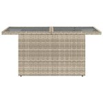 vidaXL Table de jardin dessus en verre gris clair 100x55x73 cm rotin