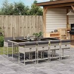 vidaXL Ensemble à manger de jardin et coussins 9 Pièces gris clair rotin