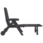 vidaXL Chaise longue pliable avec roues anthracite PP