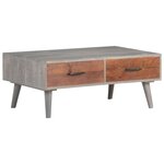 vidaXL Table basse Gris 100x60x40 cm Bois massif de manguier brut