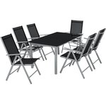 Salon de jardin aluminium 6 places gris clair 2108109