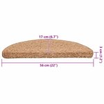 vidaXL Tapis d'escalier 20 pièces 56 x 17 x 3 cm Beige Demi-rond