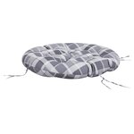 vidaXL Coussin rond motif à carreaux gris Ø 100 x11 cm tissu oxford