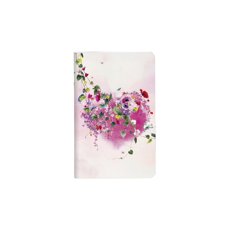 Chacha - carnet 7 5 x 12 cm - 48 pages blanches - tropical fleurs coeur rose