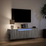 vidaXL Meuble TV mural avec lumières LED sonoma gris 135x31x39 5 cm