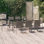 vidaXL Ensemble à manger de jardin 9Pièces et coussins noir et gris