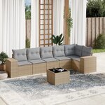 vidaXL Salon de jardin avec coussins 7 Pièces beige résine tressée