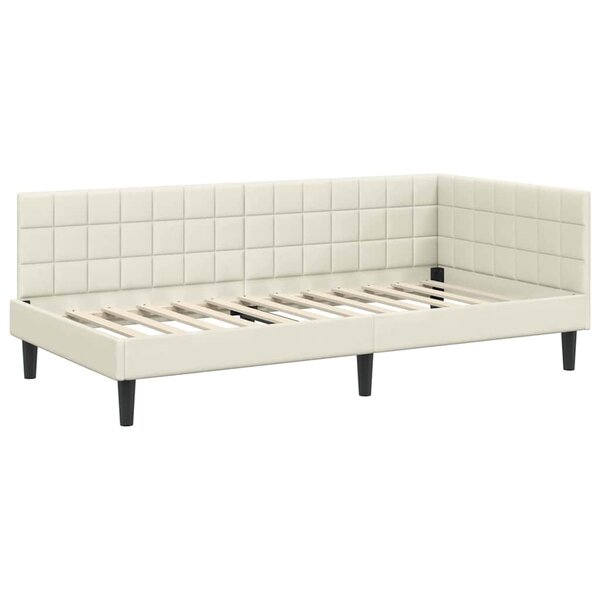 vidaXL Cadre de lit d'angle Crème 100 x 200 cm Velours