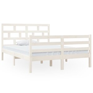 vidaXL Cadre de lit sans matelas blanc bois massif