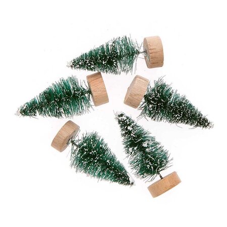 Lot de 5 sapins de Noël en bois vert 5 cm