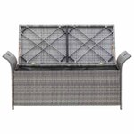 vidaXL Banc de rangement avec coussin gris 138 cm résine tressée