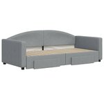 vidaXL Lit de jour avec gigogne et tiroirs gris clair 90x190 cm tissu