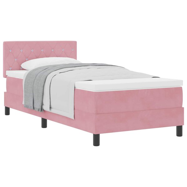 vidaXL Lit à ressorts avec matelas Rose 90 x 200 cm Velours