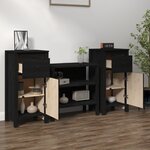 vidaXL Buffets 2 Pièces Noir 40x35x80 cm Bois massif de pin