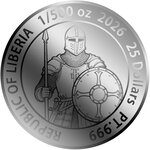 Pièce de monnaie en Platine 25 Dollars g 0.062 (1/500 oz) Millésime 2026 PLATE ARMOUR (PRÉCOMMANDE)