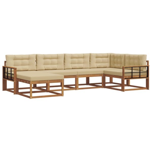 vidaXL Ensemble de canapés d'extérieur 6 Pièces Naturel et Beige