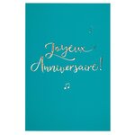 Carte joyeux anniversaire bleu et or - draeger paris