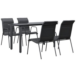 vidaXL Ensemble à manger de jardin 5 Pièces noir textilène et acier