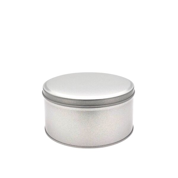 Boîte ronde alimentaire en fer blanc verni  diamètre 14 cm hauteur 7 cm