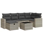 vidaXL Salon de jardin avec coussins 7 Pièces gris clair résine tressée