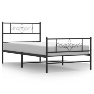 vidaXL Cadre de lit métal sans matelas avec pied de lit noir 107x203cm