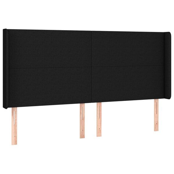 vidaXL Tête de lit avec oreilles Noir 183x16x118/128 cm Tissu