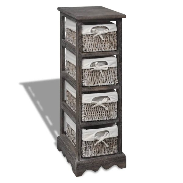 vidaXL Étagère de rangement Bois Marron 4 paniers en tissage