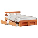 vidaXL Cadre de lit Marron cire 120 x 200 cm Bois massif en pin