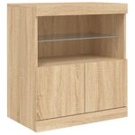 vidaXL Buffet avec lumières LED chêne sonoma 142 5x37x67 cm