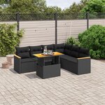 vidaXL Salon de jardin 7 Pièces avec coussins noir résine tressée