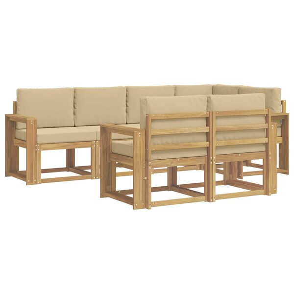 vidaXL Ensemble de canapés d'extérieur 7 Pièces Blanc et Beige Polyester
