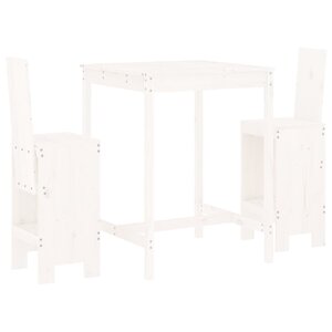 vidaXL Ensemble de bar de jardin 3 Pièces blanc bois de pin massif