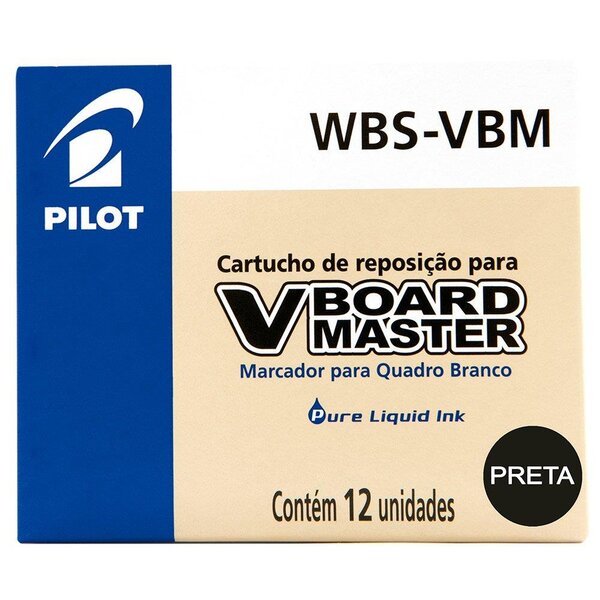 Recharge pour Marqueur V BOARD MASTER Noir x 12 PILOT