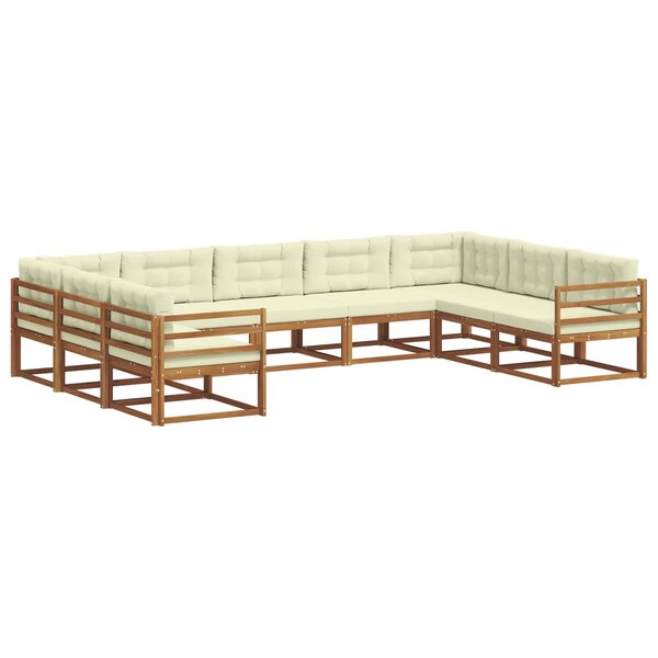 vidaXL Ensemble de canapés d'extérieur 9 Pièces Naturel et Crème
