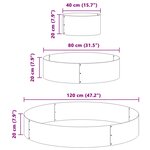 vidaXL Cache-pot de jardin Marron 120 x 120 x 20 cm Acier patiné