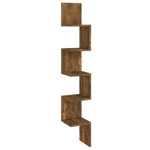 vidaXL Étagère d'angle murale Chêne fumé 20x20x127 5cm Bois ingénierie