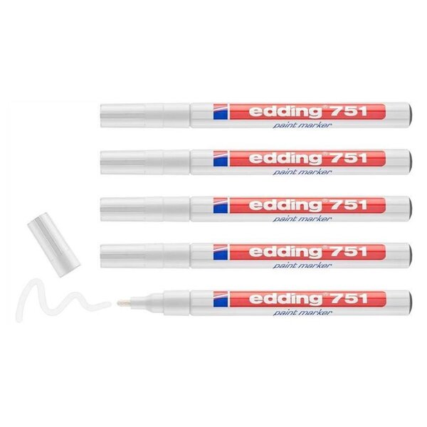 Marqueur Peinture 751 Blanc Pointe Ronde 1-2 mm x 5 EDDING