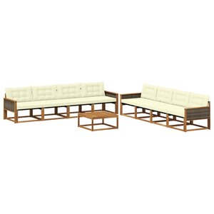 vidaXL Ensemble de canapés d'extérieur 9 Pièces Naturel et Crème