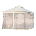 Tonnelle barnum style colonial double toit toiles moustiquaires amovibles 3L x 3l x 2 65H m beige