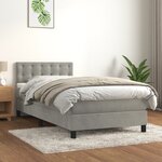 vidaXL Sommier à lattes de lit et matelas Gris clair 90x190 cm Velours