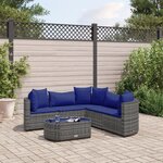 vidaXL Salon de jardin 6 Pièces avec coussins gris résine tressée