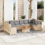 vidaXL Salon de jardin avec coussins 7 Pièces beige résine tressée