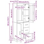 vidaXL Haut Armoire 2 Pièces Chêne artisanal Bois Aggloméré et Verre