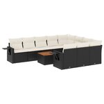 vidaXL Salon de jardin 11 Pièces avec coussins noir résine tressée