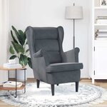 vidaXL Fauteuil gris foncé velours