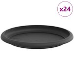 vidaXL Plateau à fleurs rond 24 Pièces Noir Ø 17 5 x 2 cm Plastique
